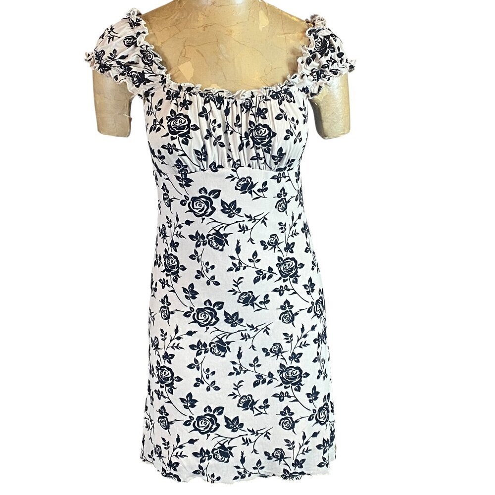 One Clothing Sleeveless/Off‎ Shoulder Dress M/L Beige & Black Floral #309i